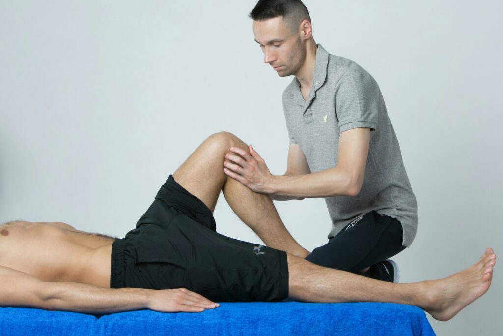 Therapeutic massage aimed at treating back pain resulting from a car crash.