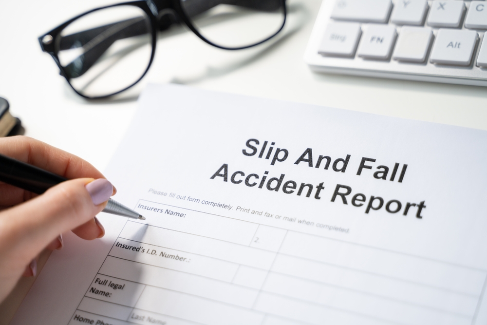 Report on a slip and fall accident, including medical details for the case.